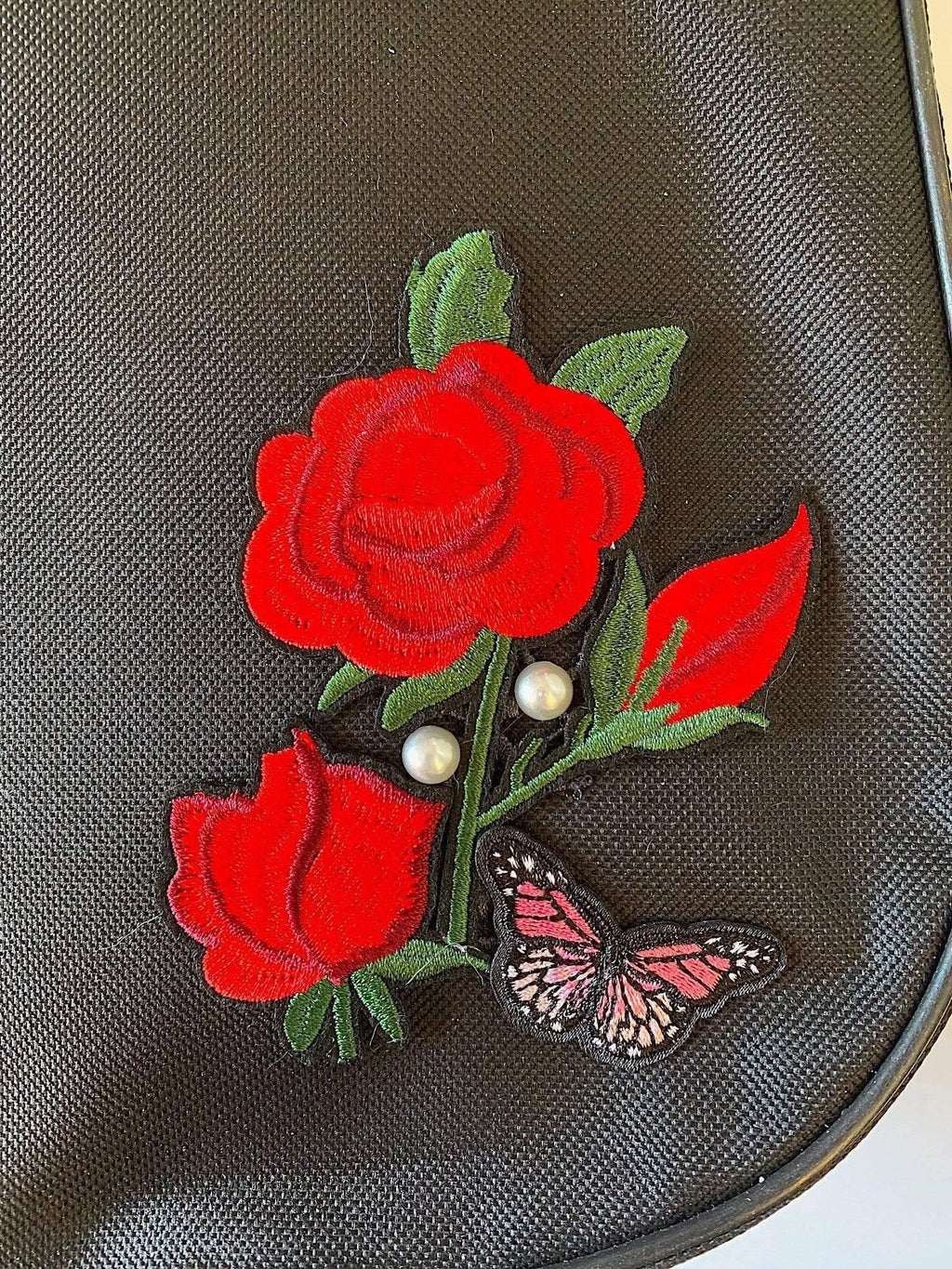 Rozanna's Butterfly Rose Violin Case | Ruby Roses, Butterfly & Faux Pearls - Rozanna's Violins