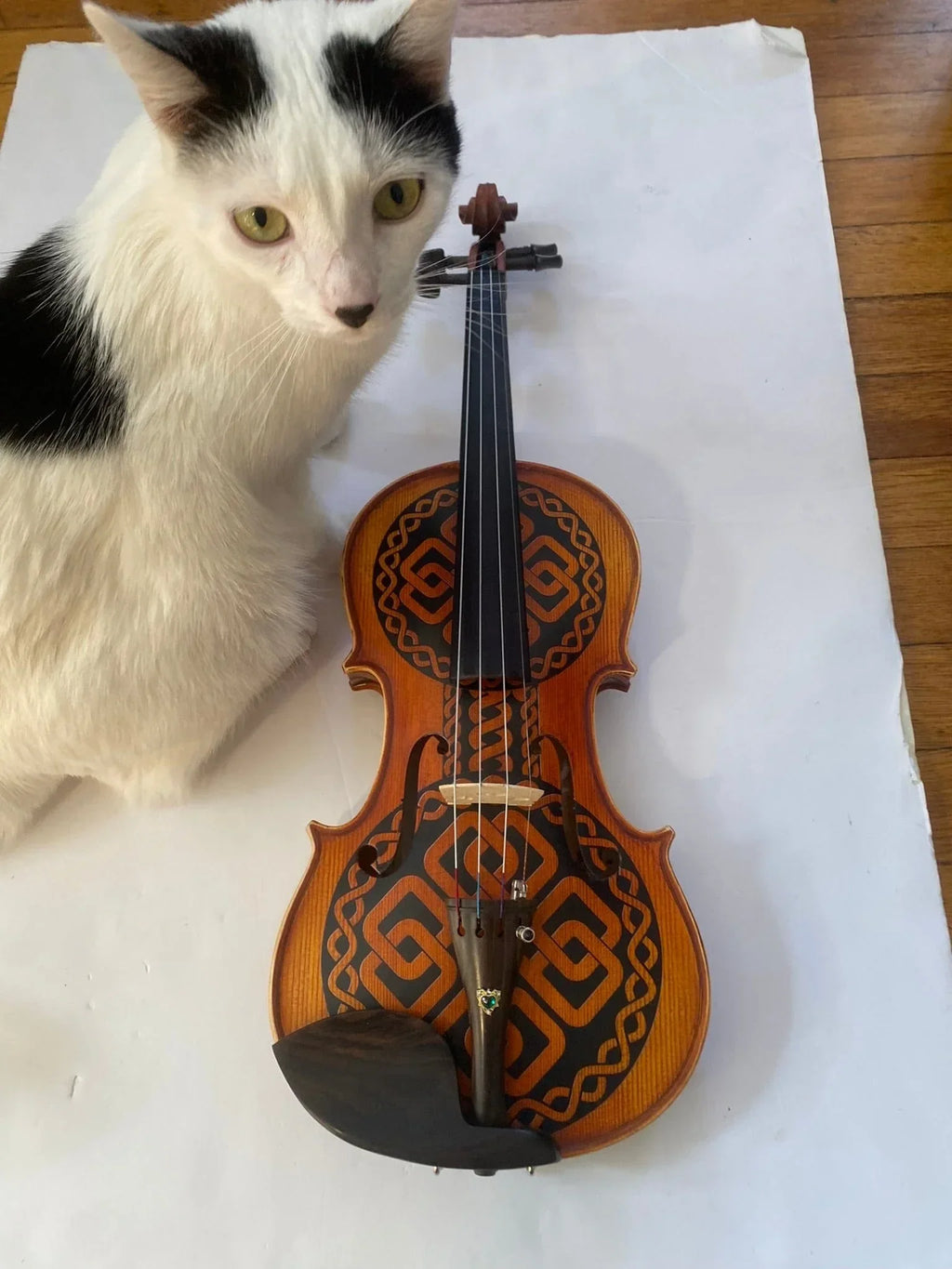 Rozanna's Celtic Love Violin Outfit | Hand-Carved Celtic Design & Crystal Tailpiece - Rozanna's Violins