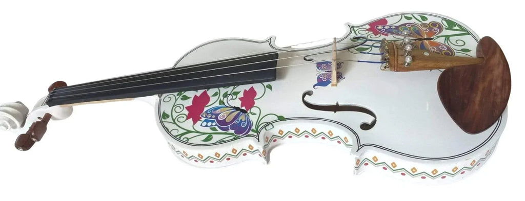 Butterfly Dream II White Bejeweled Violin Outfit | Crystal & Greco Details - Rozanna's Violins