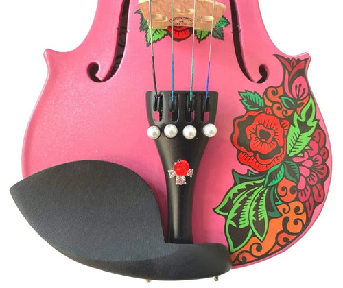 Butterfly Rose Tattoo Pink Violin Outfit | Crystal Fine Tuners & Brazilwood Bow - Rozanna's Violins
