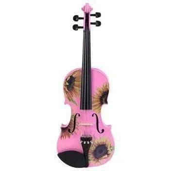 Sunflower Delight Pink Glitter Violin Outfit | Pearl Fine Tuners & Brazilwood Bow - Rozanna's Violins