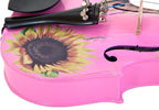 Sunflower Delight Pink Glitter Violin Outfit | Pearl Fine Tuners & Brazilwood Bow - Rozanna's Violins